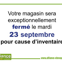 Vos magasins de Souvigny (03) et de Boivre la Vallée (Benassay) (86) seront en inventaire le 23 septembre 2025.