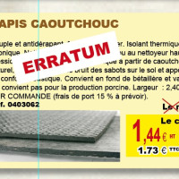 ERRATUM -  Le tapis caoutchouc est vendu au cm (et non pas au m)